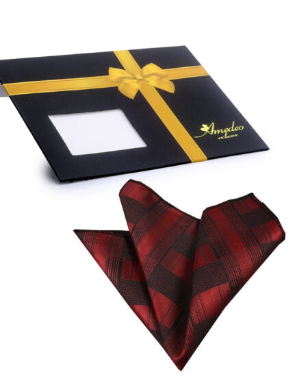 Men's Red Check Pocket Square Hanky Handkerchief - Amedeo Exclusive