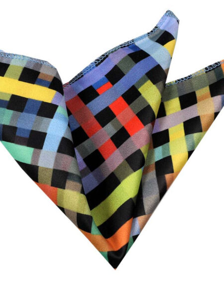 Men's Solid Charcoil Grey Check Pocket Square Hanky Handkerchief - Amedeo Exclusive