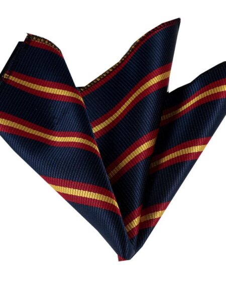 Men's Blue Red Yellow Lines Pocket Square Hanky Handkerchief - Amedeo Exclusive
