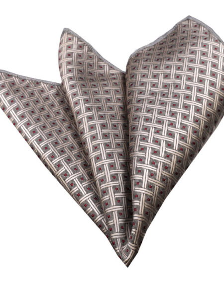 Men's Champagne Check Pocket Square Hanky Handkerchief - Amedeo Exclusive