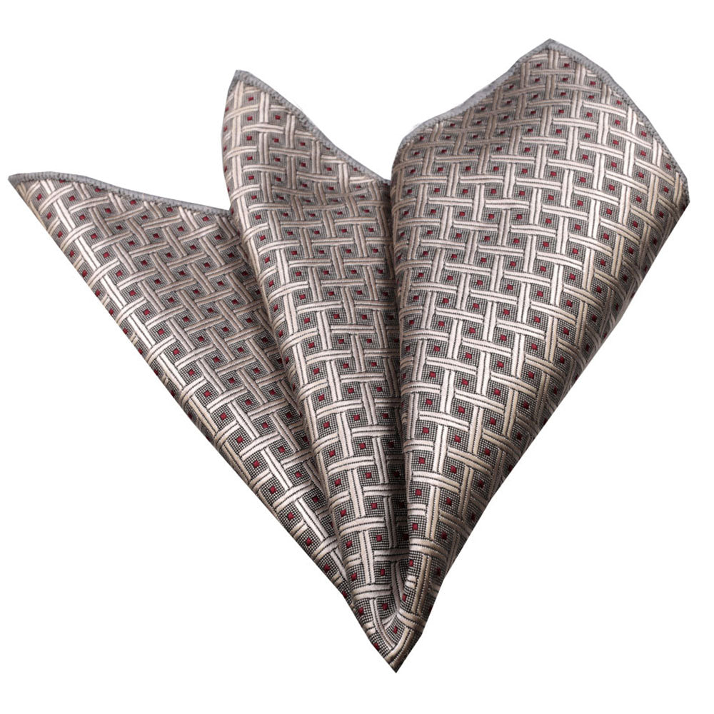 Men's Champagne Check Pocket Square Hanky Handkerchief - Amedeo Exclusive