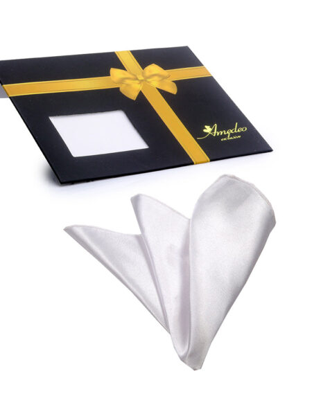 Men's Solid White Pocket Square Hanky Handkerchief - Amedeo Exclusive