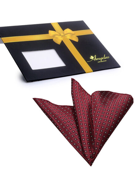 Men's Red Check Pocket Square Hanky Handkerchief - Amedeo Exclusive