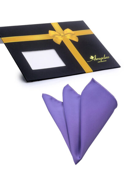 Men's Solid Purple Pocket Square Hanky Handkerchief - Amedeo Exclusive