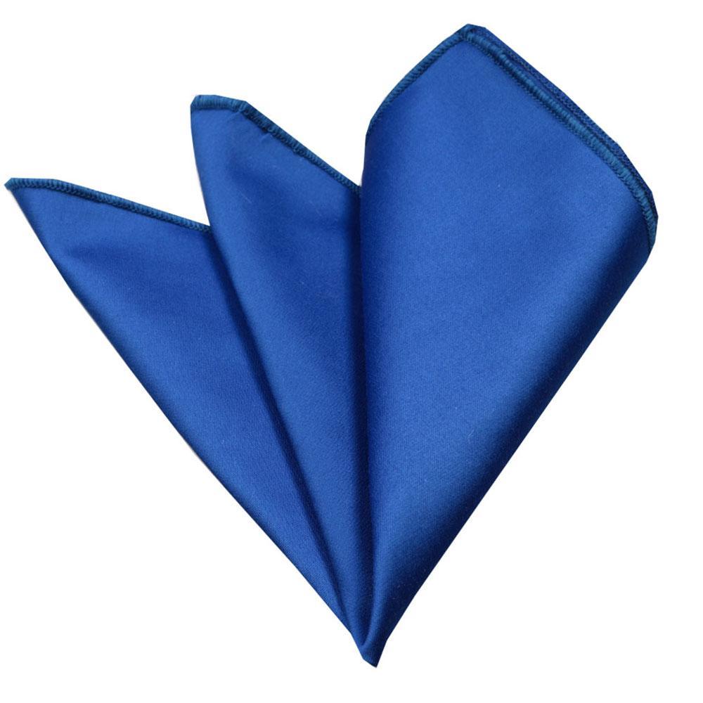 Men's Solid Blue Pocket Square Hanky Handkerchief - Amedeo Exclusive