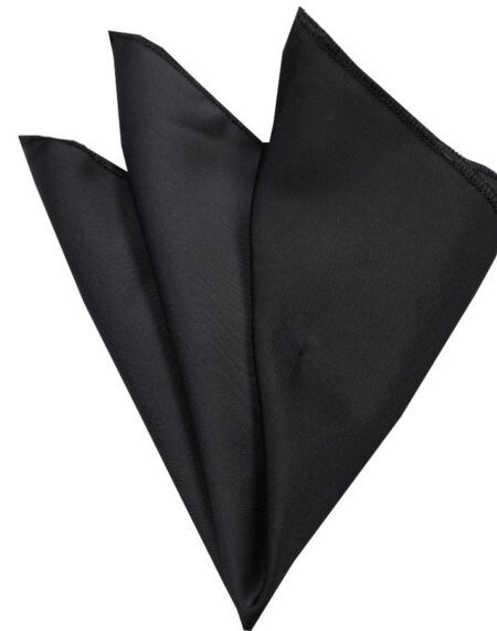 Men's Solid Black Paisley with White Dots Pocket Square Hanky Handkerchief - Amedeo Exclusive