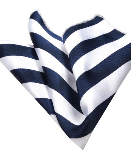 Men's Blue White Stripes Pocket Square Hanky Handkerchief - Amedeo Exclusive