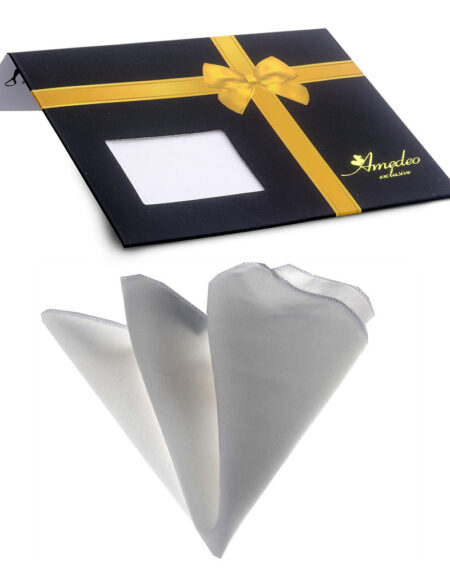 Men's White Pocket Square Hanky Handkerchief - Amedeo Exclusive