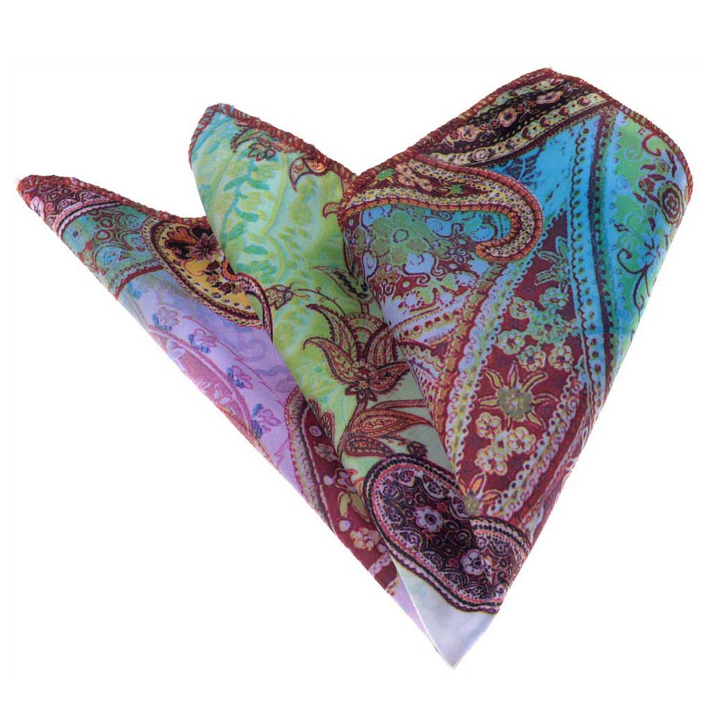 Men's Parrot Paisley Pocket Square Hanky Handkerchief - Amedeo Exclusive