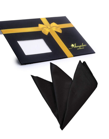 Men's Solid black Squares Pocket Square Hanky Handkerchief - Amedeo Exclusive
