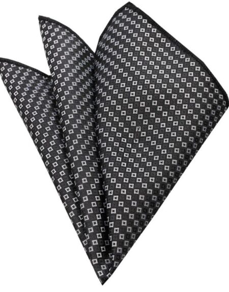 Men's Black white Snowflakes Handkerchief - Amedeo Exclusive