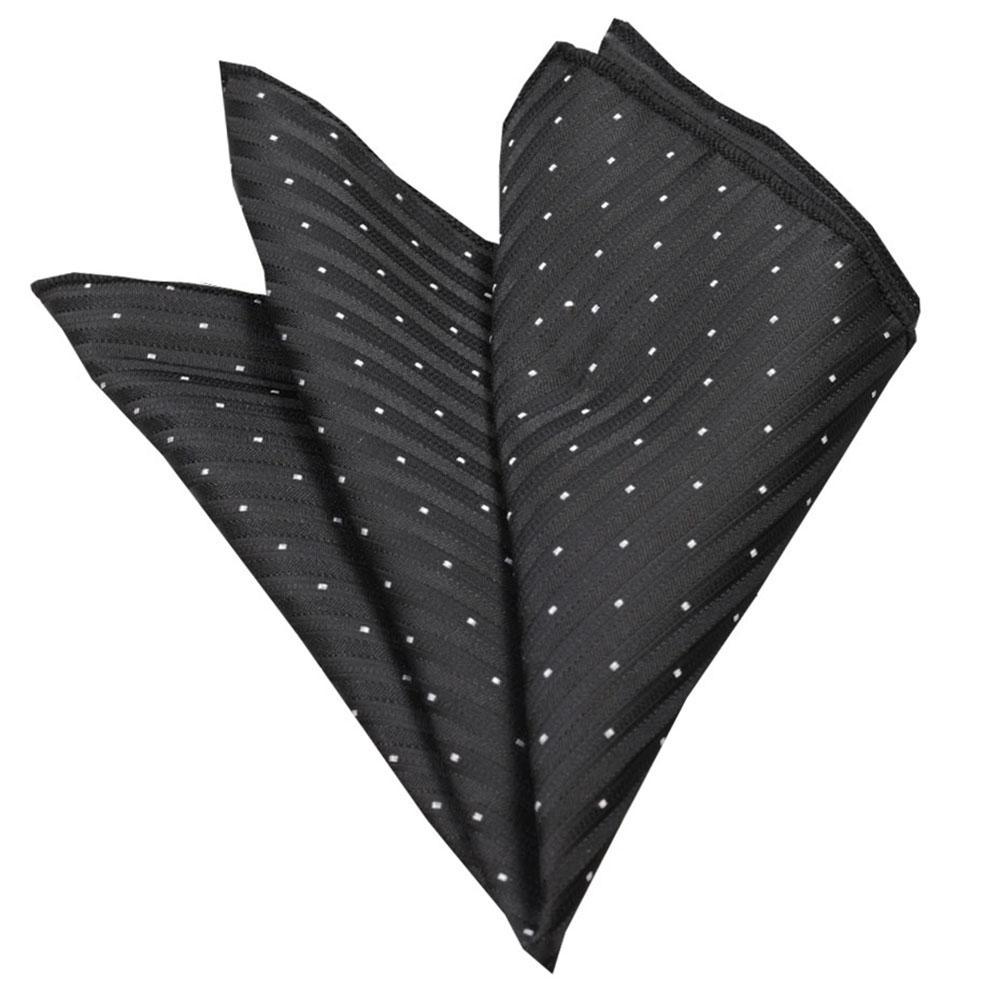 Men's Black White Flakes Square Hanky Handkerchief - Amedeo Exclusive