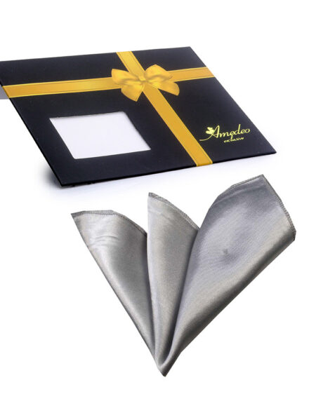 Men's Silver Pocket Square Hanky Handkerchief - Amedeo Exclusive