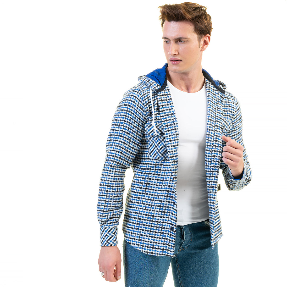 European Wool Luxury Zippered With Hoodie Sweater Jacket Warm Winter Tailor Fit - Image 3