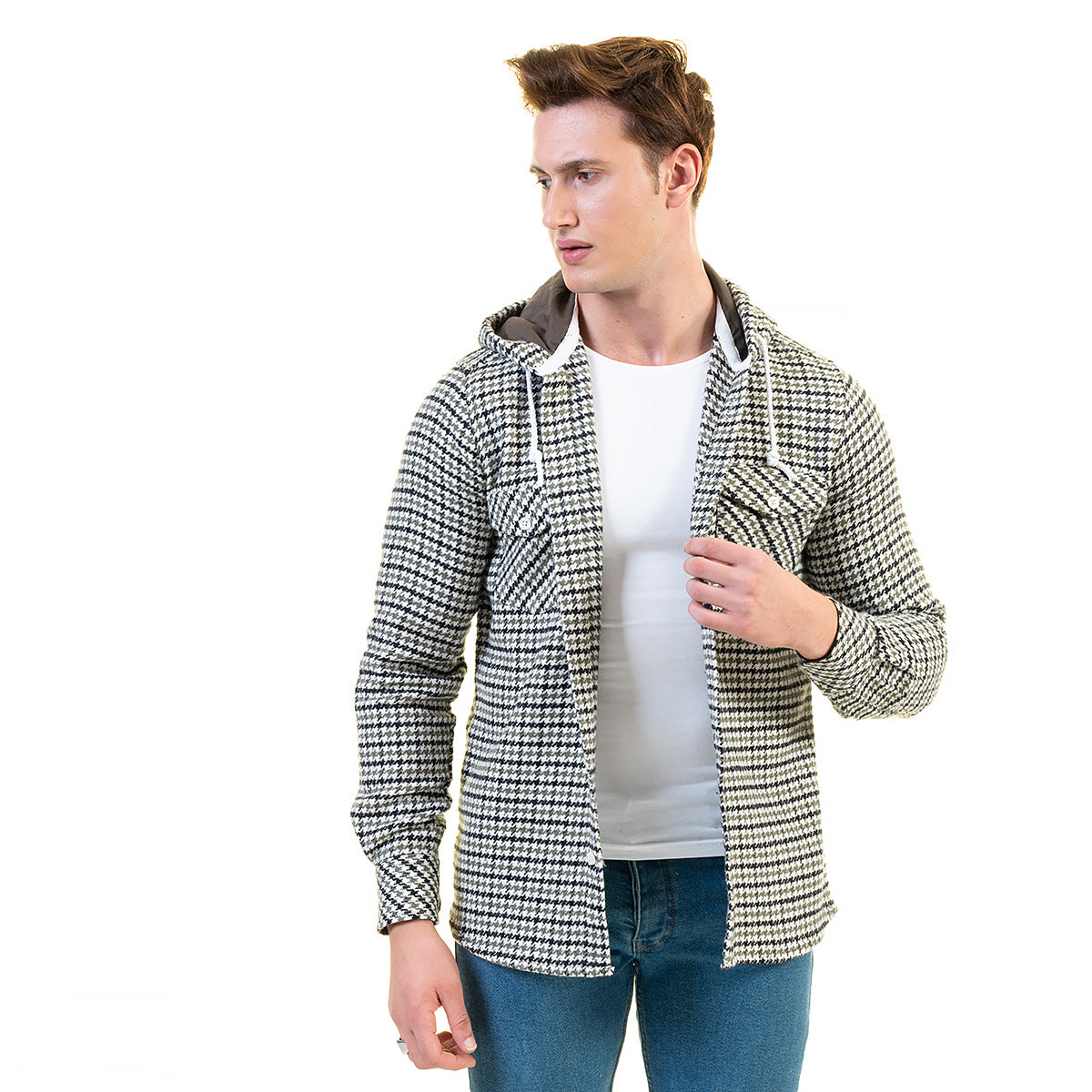 European Wool Luxury Zippered With Hoodie Sweater Jacket Warm Winter Tailor Fit - Image 2