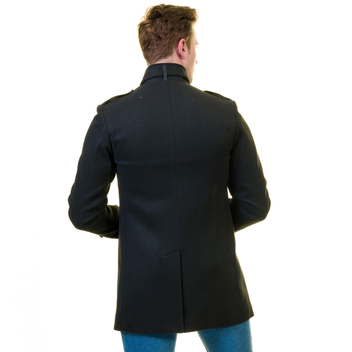 Men's European Black Wool Coat Jacket Tailor fit Fine Luxury Quality Work and Casual - Image 4