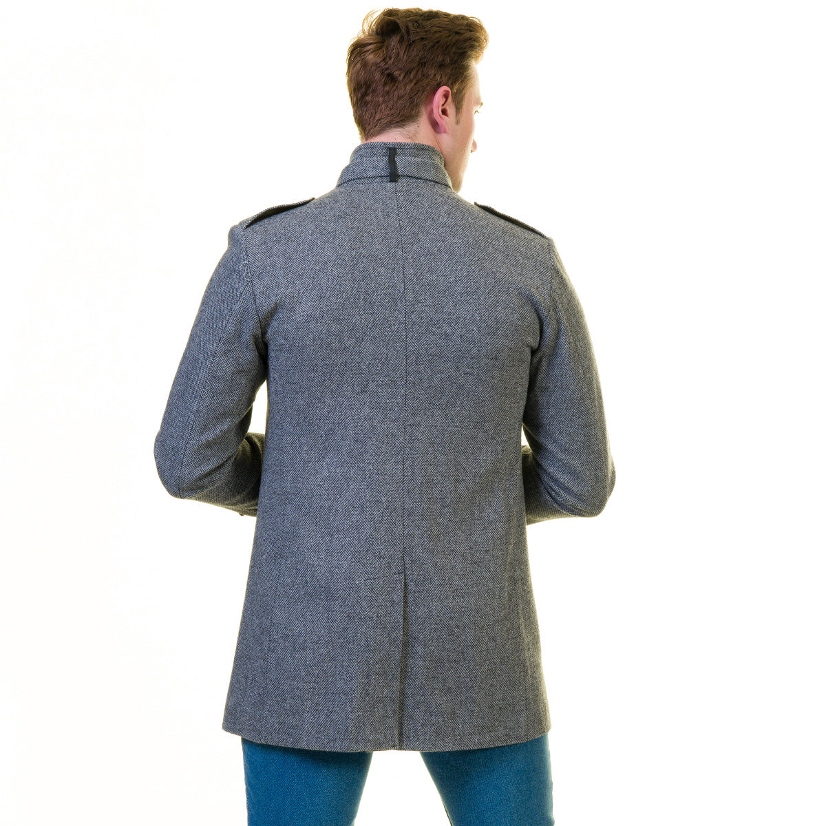 Men's European Grey Wool Coat Jacket Tailor fit Fine Luxury Quality Work and Casual - Image 3