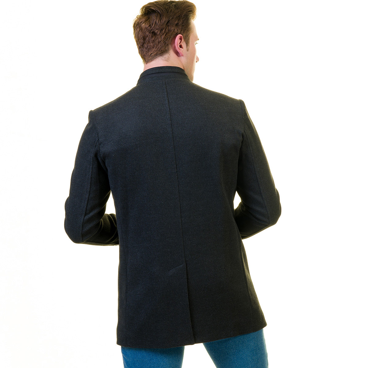 Men's European Black Wool Coat Jacket Tailor fit Fine Luxury Quality Work and Casual - Image 5