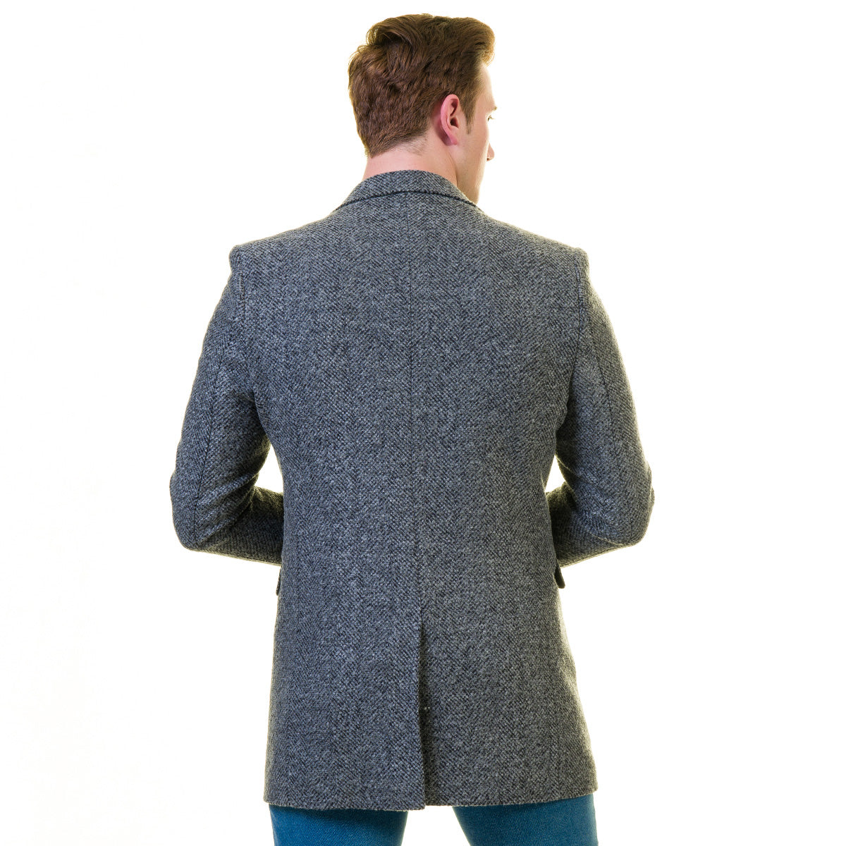 Men's European Grey Wool Coat Jacket Tailor fit Fine Luxury Quality Work and Casual - Image 2