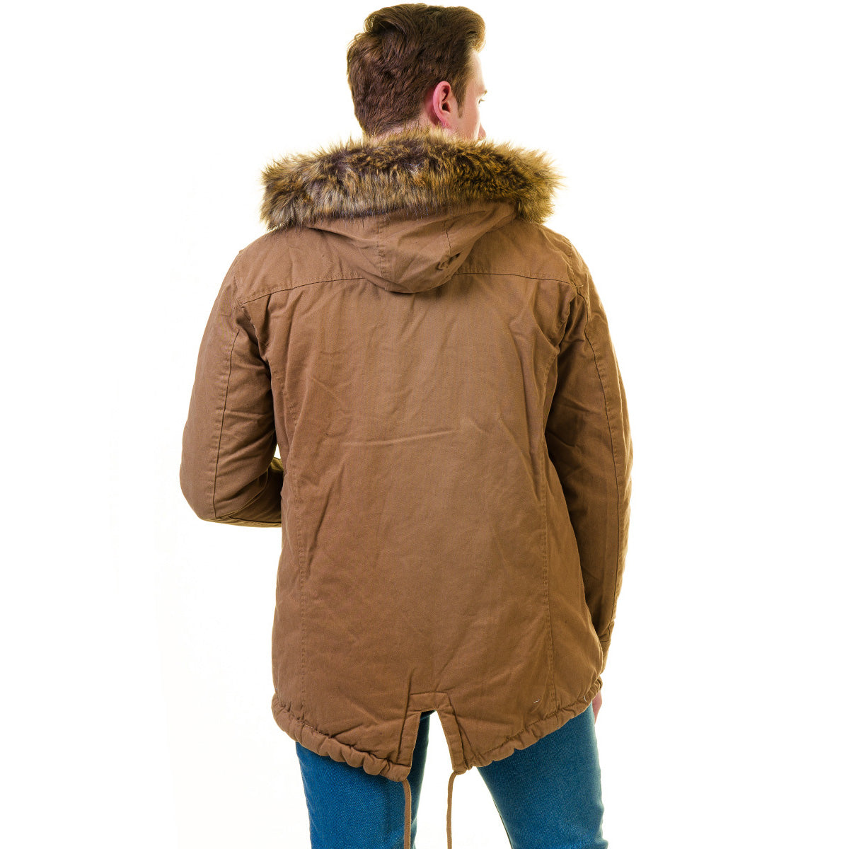 Men's European Brown Wool Coat Hooded Jacket Tailor fit Fine Luxury Quality Work and Casual - Image 3