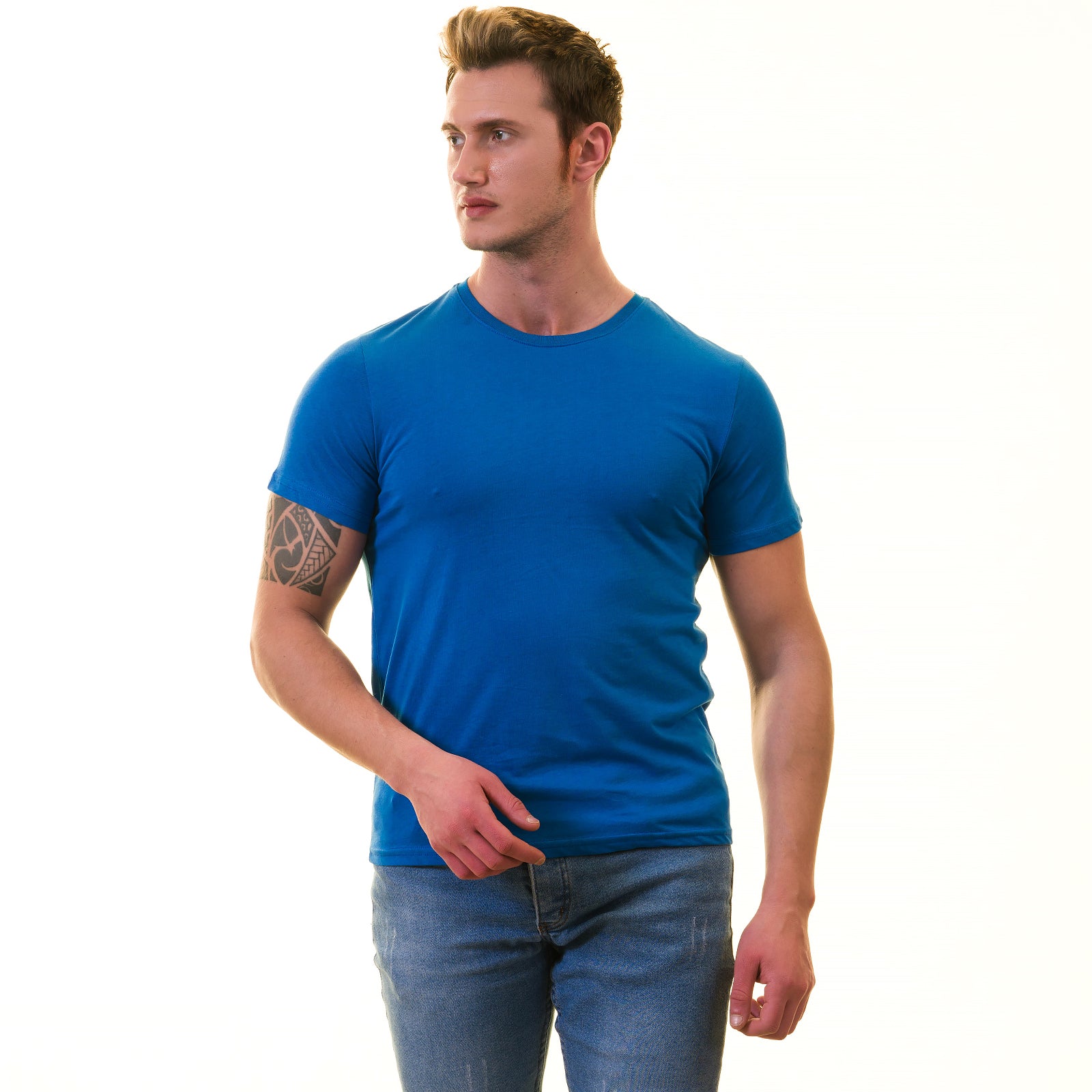 Blue European T-Shirt - Premium Cotton Crew Neck Short Sleeve Men’s T-Shirt