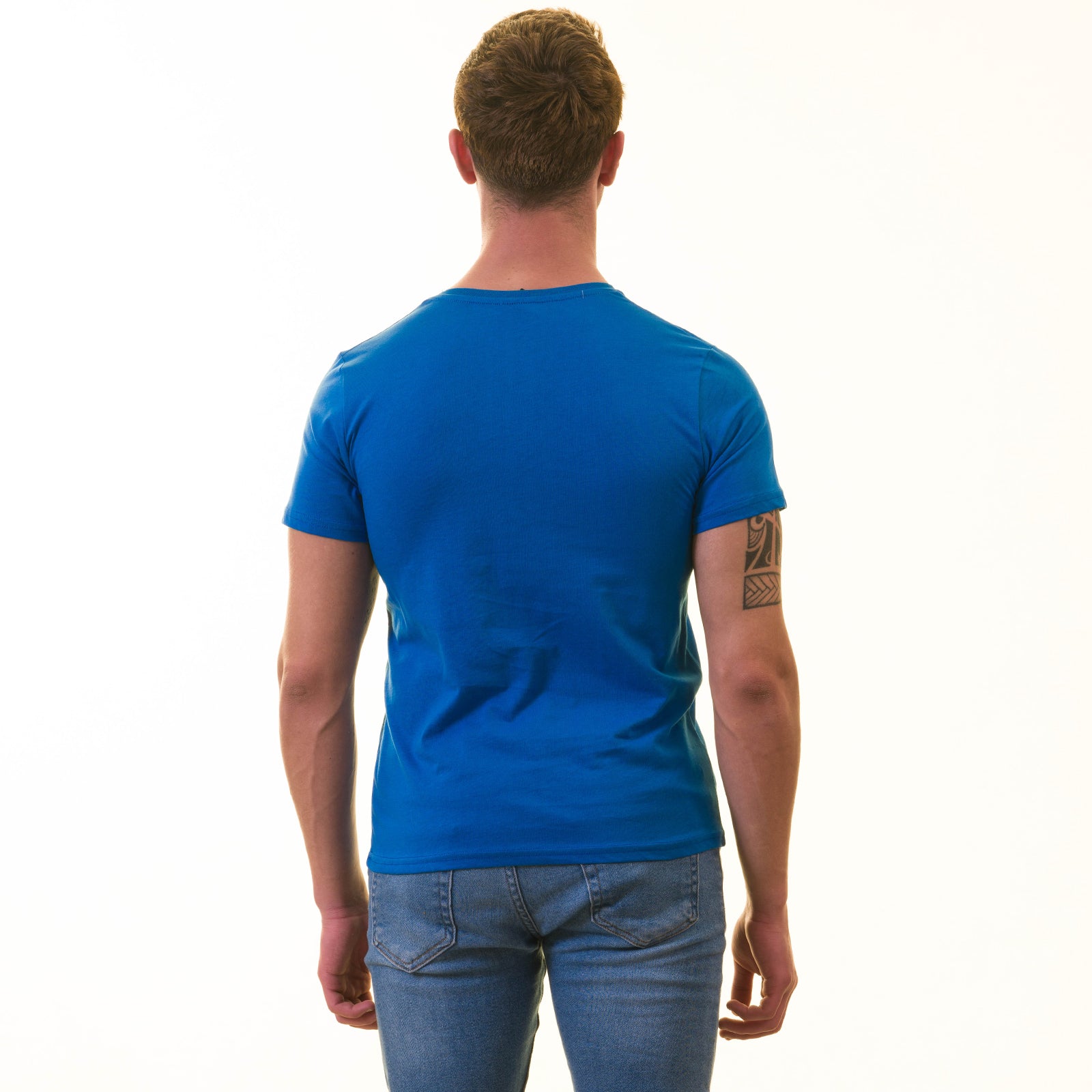 Blue European T-Shirt - Premium Cotton Crew Neck Short Sleeve Men’s T-Shirt - Image 3