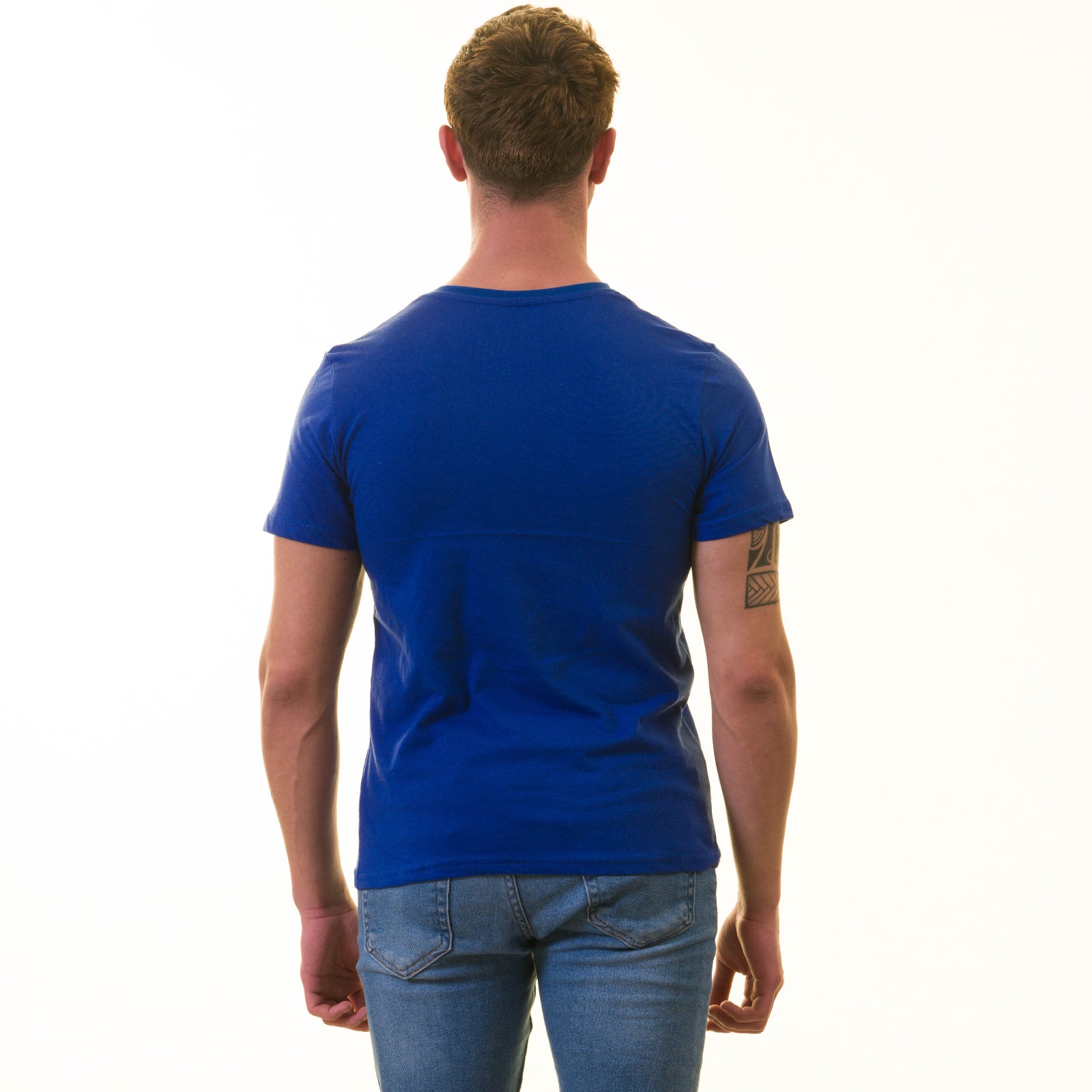 Royal Blue European Made T-Shirt - Premium Cotton Crew Neck Short Sleeve T-Shirt - Image 3
