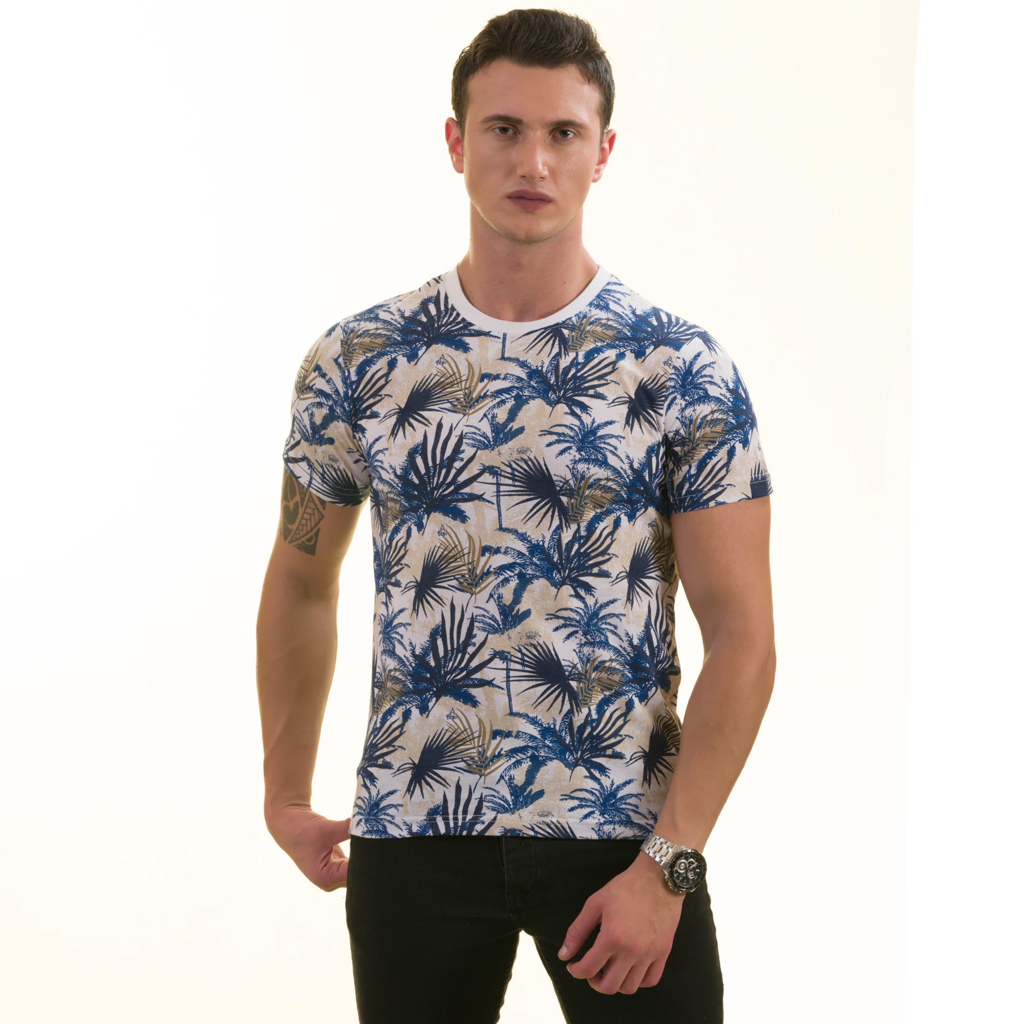 Navy and Beige T Shirt