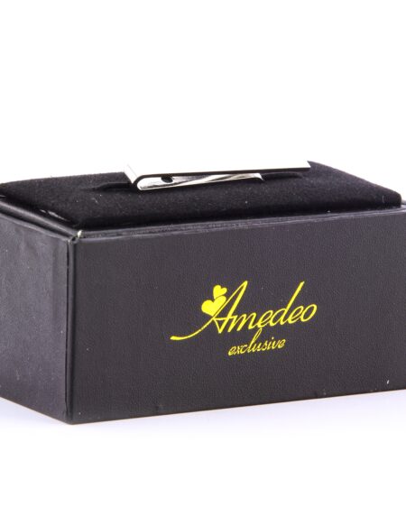 Men's Silver Shiny Metallic Stainless Steel Tie Clips - Amedeo Exclusive
