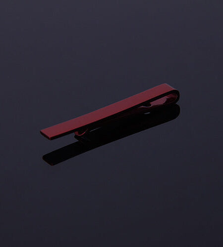 Men's Red Shiny Metallic Stainless Steel Tie Clips - Amedeo Exclusive