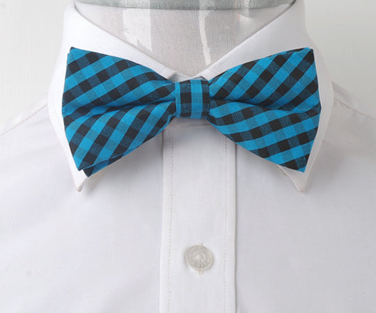 Men's Blue Black Silk Pre-Tied Bow Tie - Amedeo Exclusive