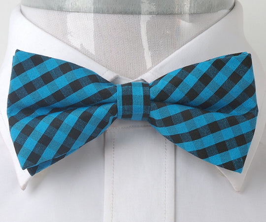 Men's Blue Black Silk Pre-Tied Bow Tie - Amedeo Exclusive