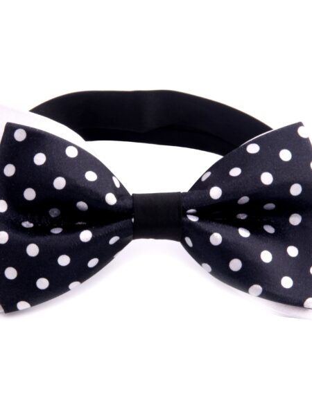 Men's Black White Polka Dot Silk Pre-Tied Bow Tie - Amedeo Exclusive