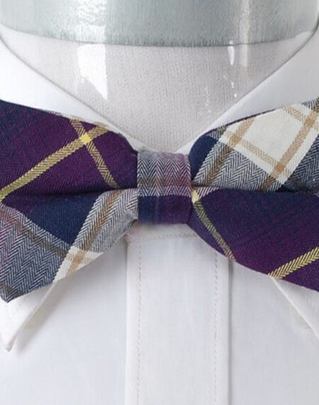 Men's Purple Nova Plaid Silk Pre-Tied Bow Tie - Amedeo Exclusive