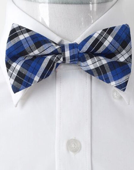 Men's Blue White & Black Silk Pre-Tied Bow Tie - Amedeo Exclusive