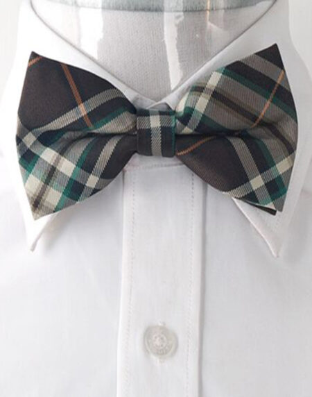 Men's Brown Thick Nova Plaid Silk Pre-Tied Bow Tie - Amedeo Exclusive