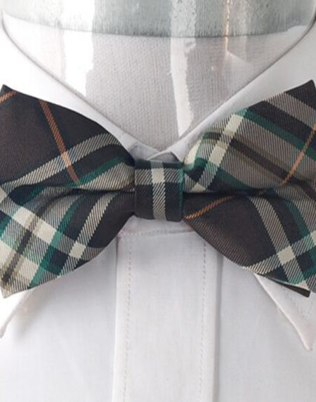 Men's Brown Thick Nova Plaid Silk Pre-Tied Bow Tie - Amedeo Exclusive