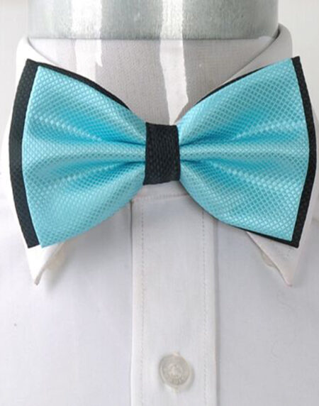 Men's Sky Blue Plaid Silk Pre-Tied Bow Tie - Amedeo Exclusive
