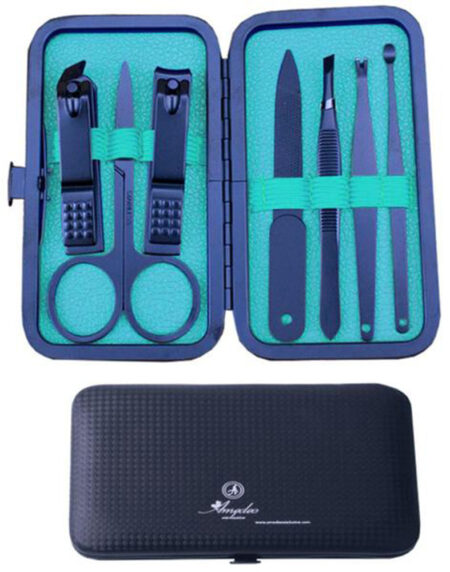 Stainless Steel 7 Piece Sets Light Blue Manicure & Pedicure Set - Amedeo Exclusive