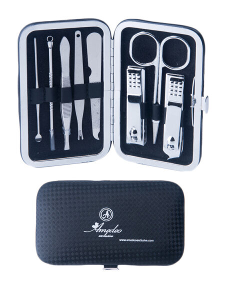 Unisex Silver Stainless Steel 8 Piece Manicure Pedicure Set - Amedeo Exclusive