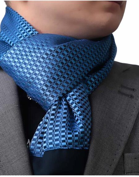 Unisex Blue Soft Fashion Dress Scarves for Winter Made of Silk Blend - Amedeo Exclusive