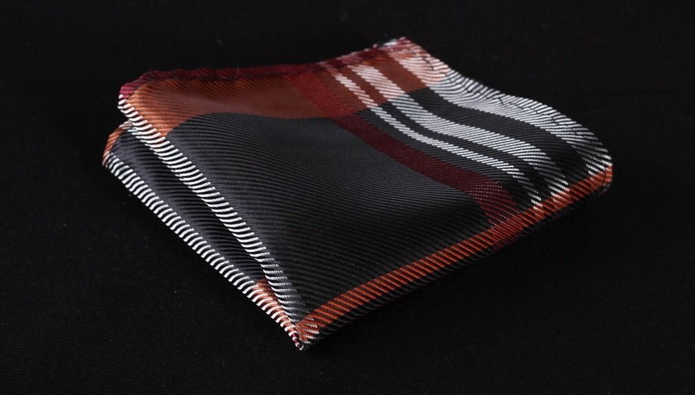 Orange Black Mens Silk Self tie Bow Tie with Pocket Squares Set - Amedeo Exclusive