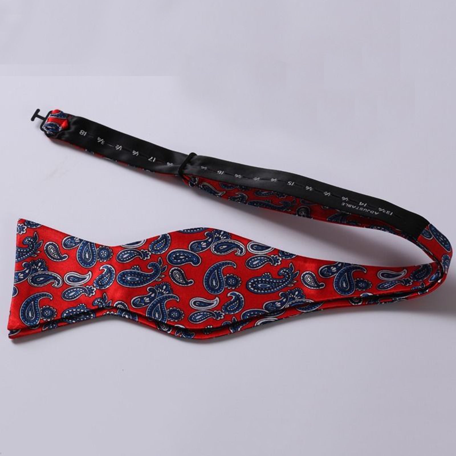Hot Red Blue Pailsey Mens Silk Self tie Bow Tie with Pocket Squares Set - Amedeo Exclusive