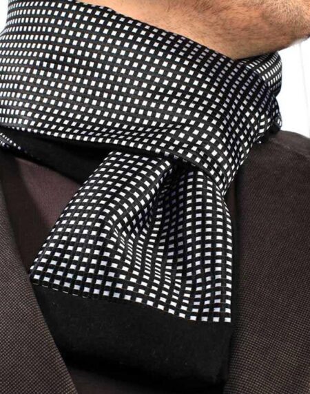 Unisex Black White squares Soft Fashion Dress Scarves for Winter Made of Silk Blend - Amedeo Exclusive