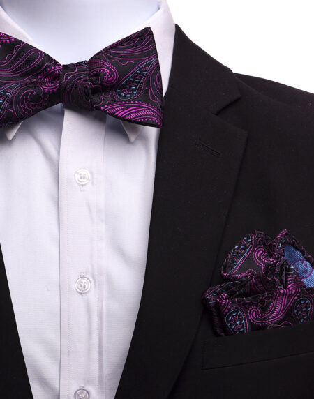 Men's Silk Multicolor Self Bow Tie - Amedeo Exclusive