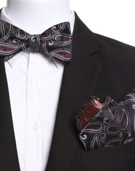 Men's Black Navy Blue White Self Bow Tie - Amedeo Exclusive