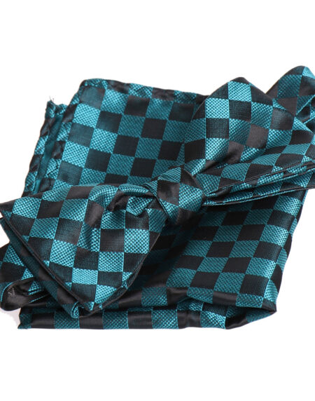 Men's Turquoise & Black Self Bow Tie - Amedeo Exclusive