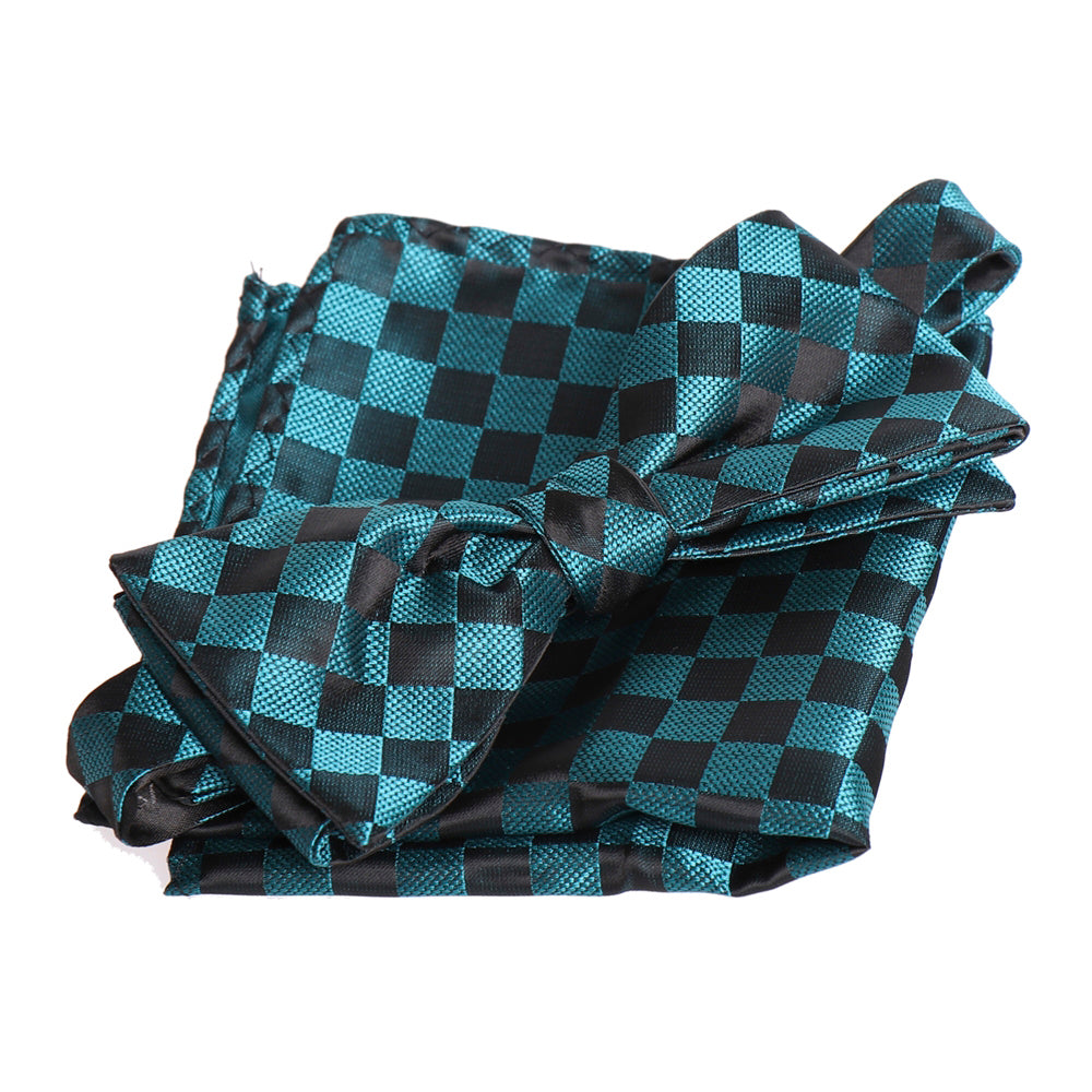 Men's Turquoise & Black Self Bow Tie - Amedeo Exclusive