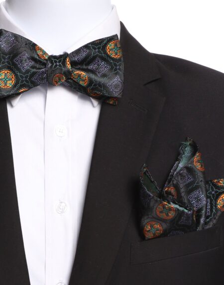 Men's Green And Black Silk Self Bow Tie - Amedeo Exclusive