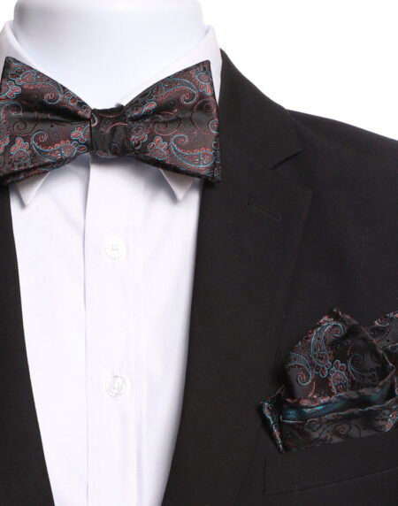 Men's Brown & Blue Self Bow Tie - Amedeo Exclusive